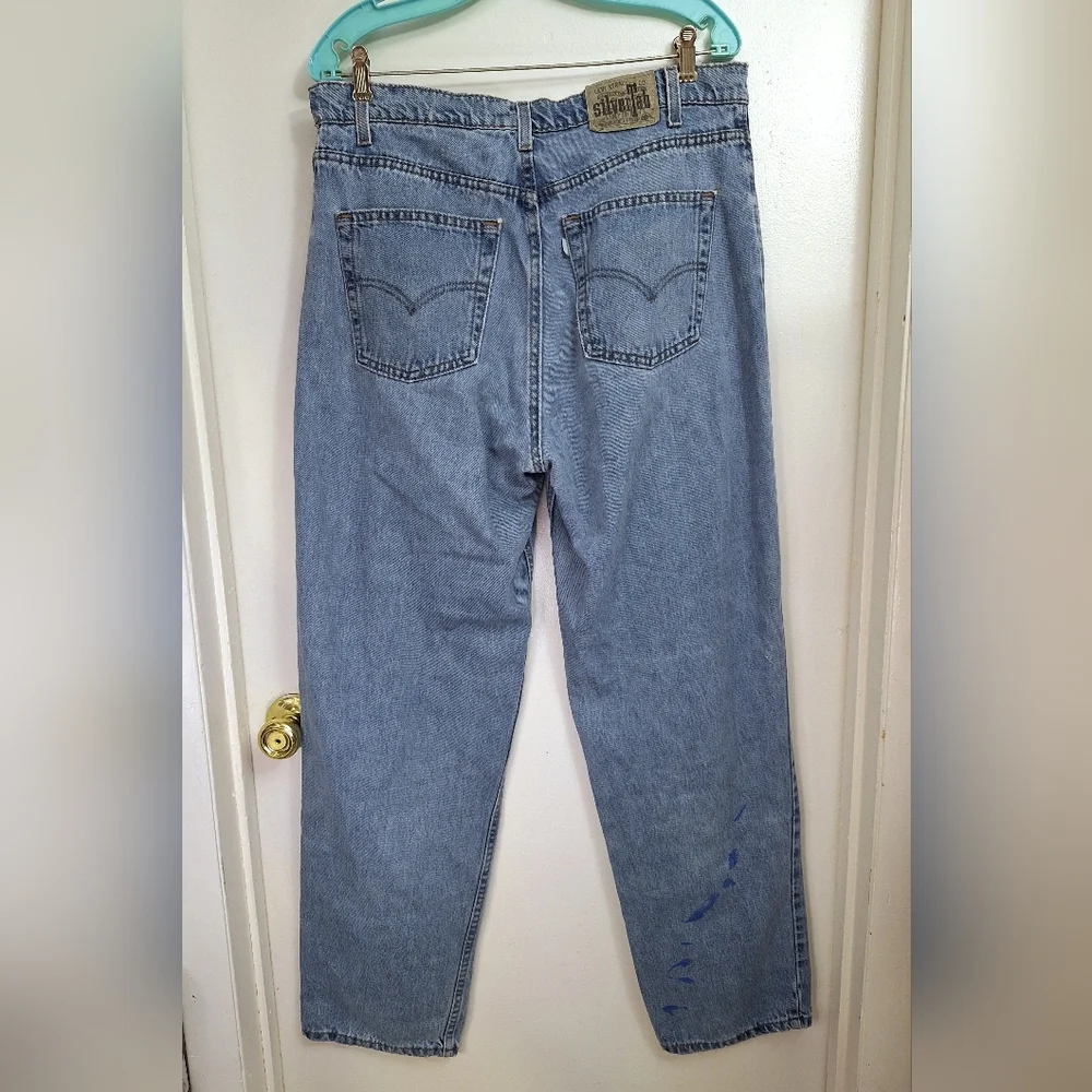 Vintage 90's Levis Silvertab Mens Denim Jeans Loose Baggy Pleated Lightwash Blue